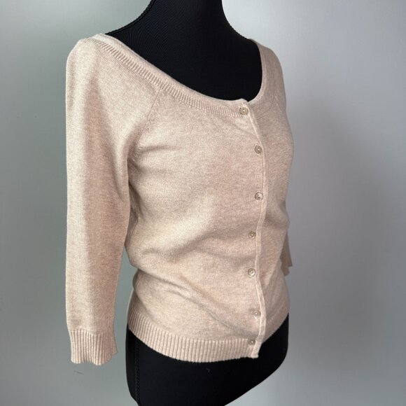 American Eagle Outfitters Vintage Wool Blend Boatneck Cardigan Sweater Tan Size - Picture 3 of 9